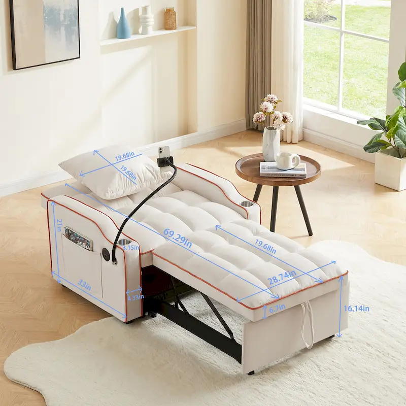 Convertible Sleeper Chair Sofa Bed Adjustable