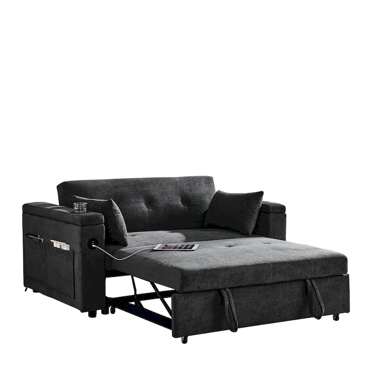 54 Pull-Out Sleeper Sofa Bed Double Seat Recliner Sofa Bed