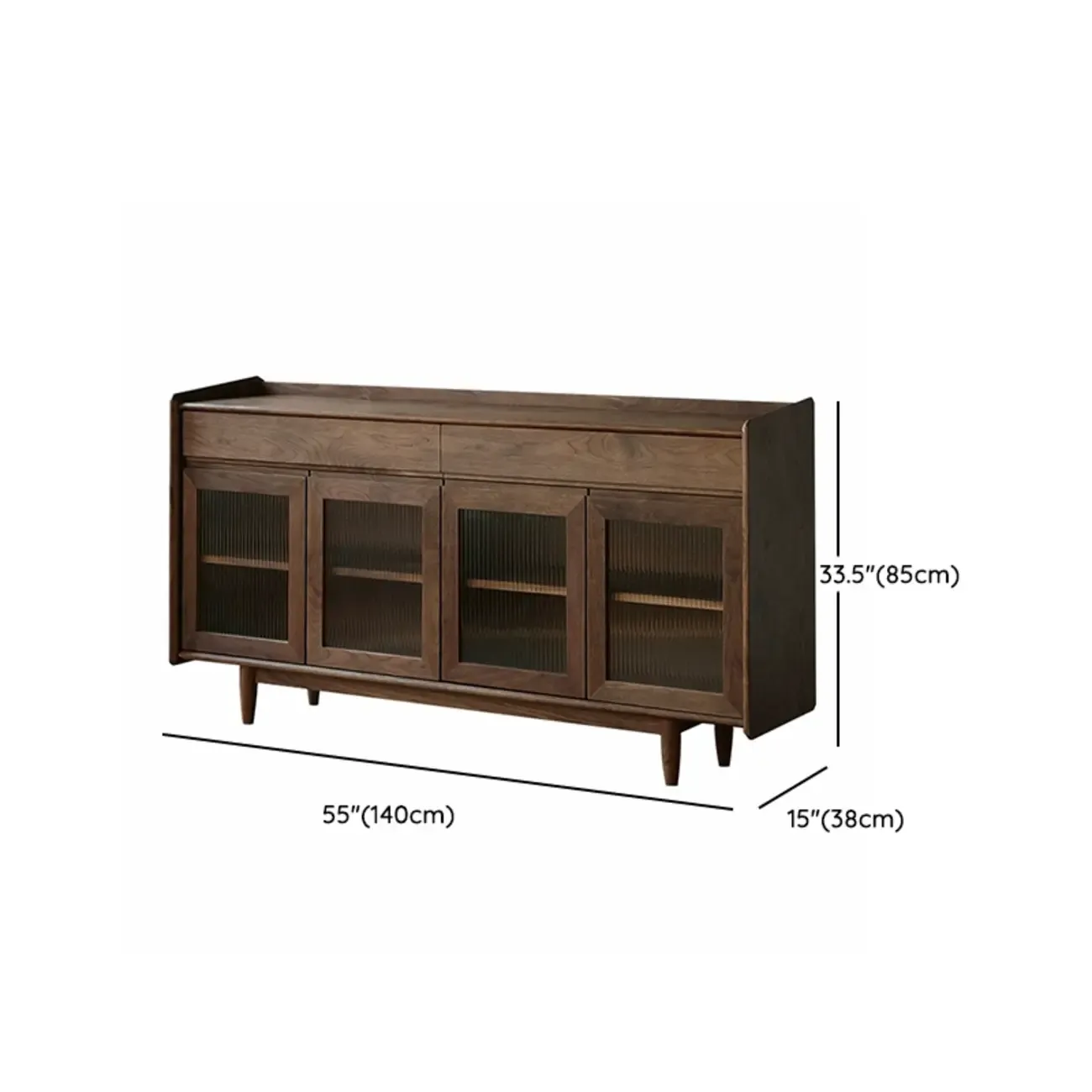 Modern Dark Brown Pine Wood Sideboard with Drawers