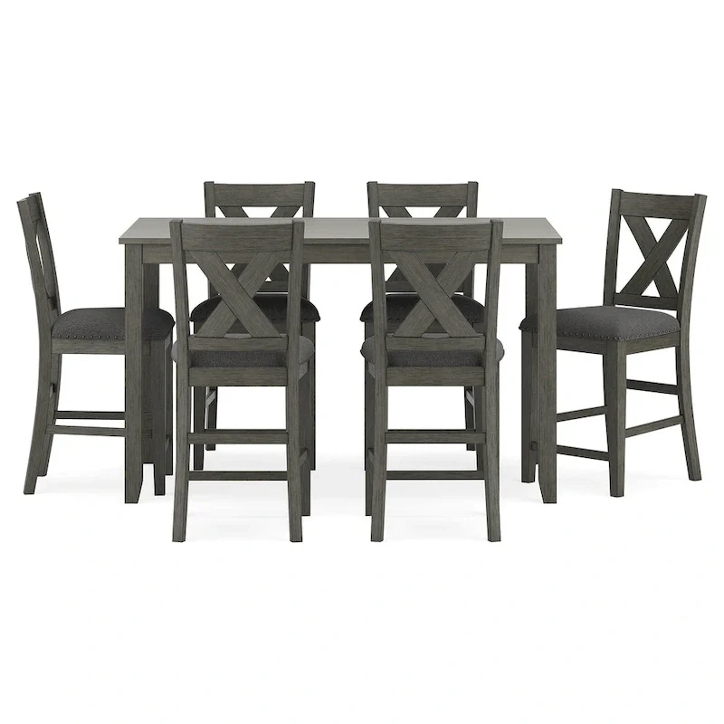 Caitbrook Gray Counter Height Dining Table and Bar Stools (Set of 7)