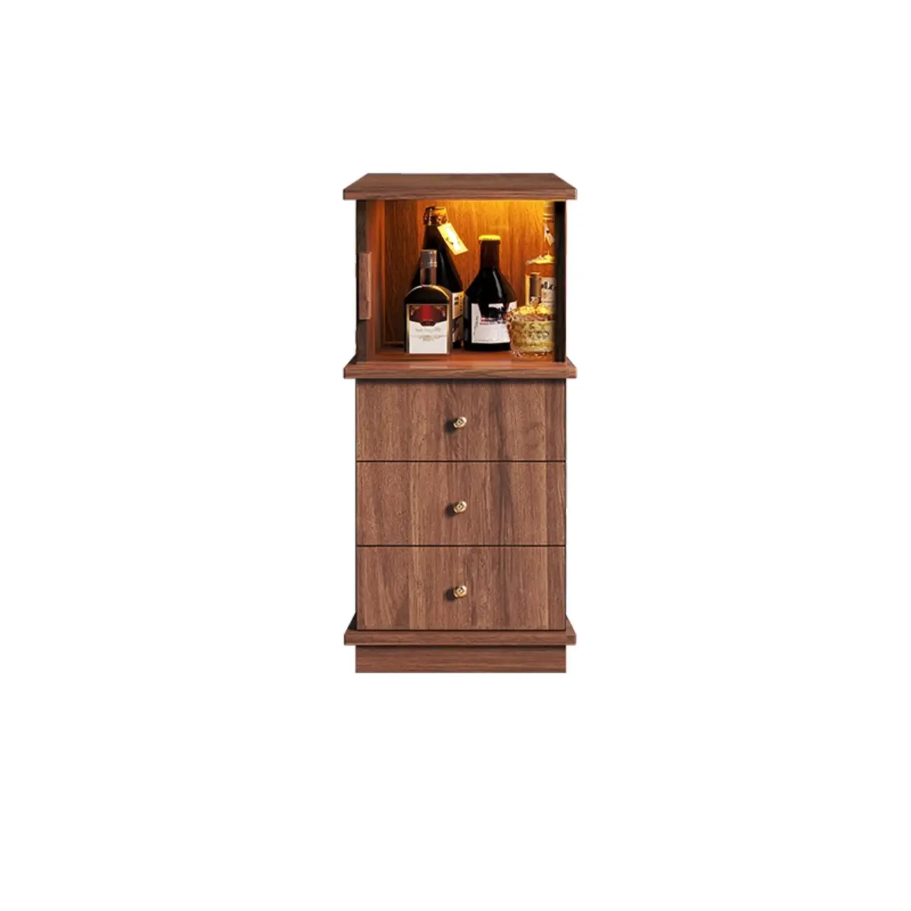 Modern Nut-brown Freestanding Wood Wine Bar Cabinet