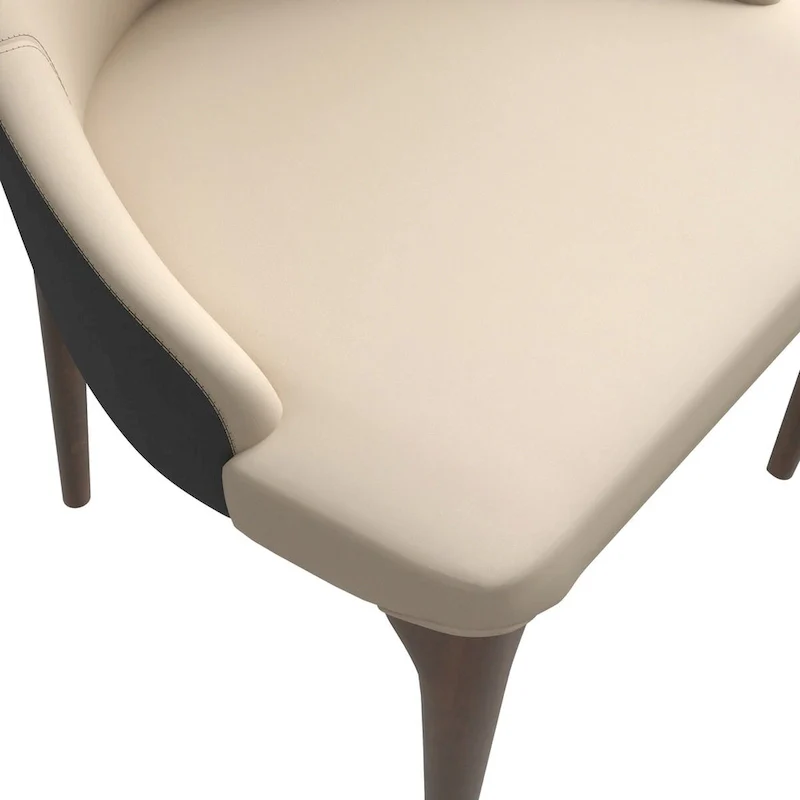 High-Back Dining Chair Upholstered in Leather with Ash Wood Legs Elm Collection