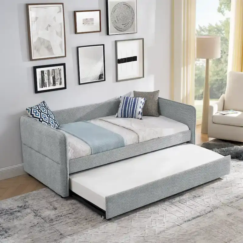 Twin Boucle Daybed with Trundle