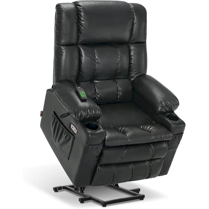 MCombo Large Dual Motor Power Lift Recliner Chair Sofa with Massage and Heat for Tall Elderly People, Faux Leather 7896