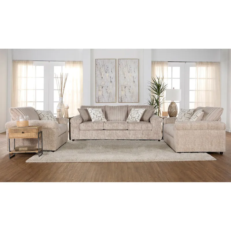 Roundhill Furniture Nason Wide Wale Corduroy Sofa, Loveseat, and Cuddle Chair Set