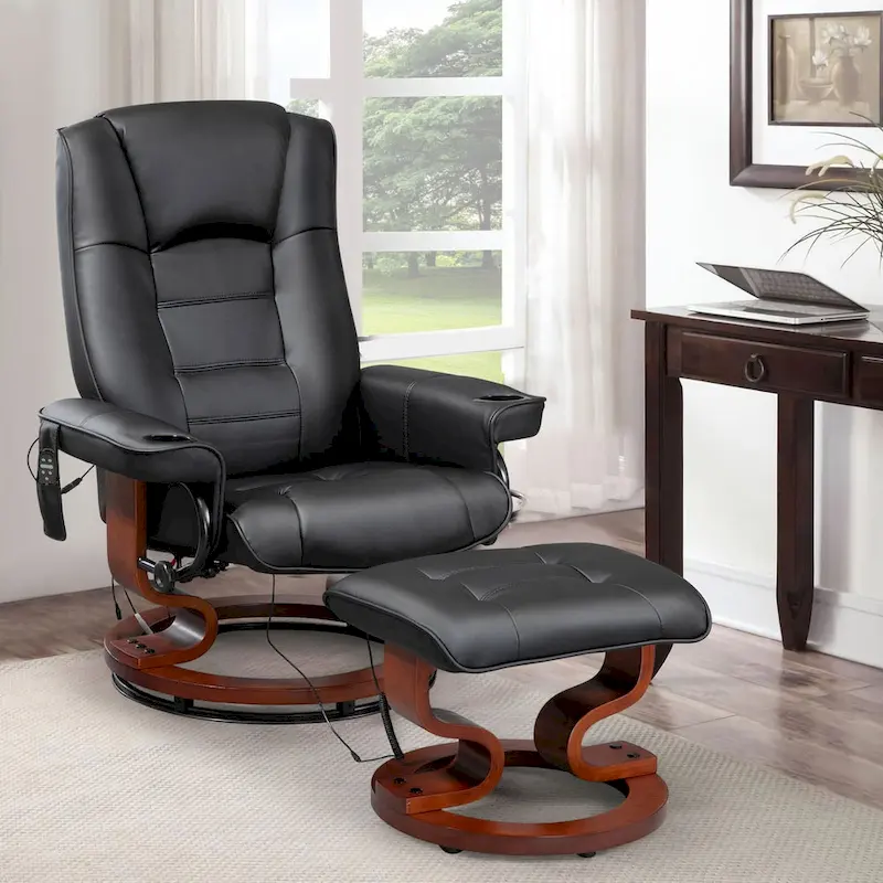 AVAWING Recliner Chair with Ottoman Vibration Massage Swivel