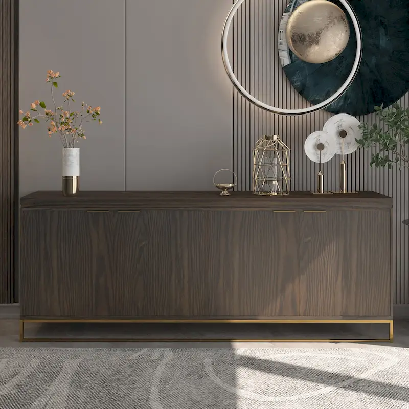 Clihome Furniture Wood 4-Door Accent Cabinet