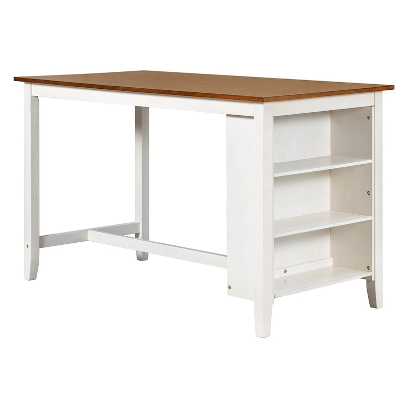 5-Piece Rustic Dining Set with Wooden Bar Table & 4 Chairs