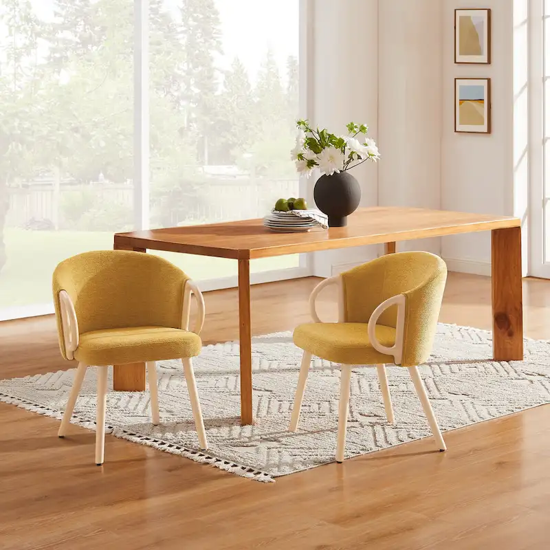 Art Leon Modern Fabric Accent Dining Wood Chair (Set of 2)