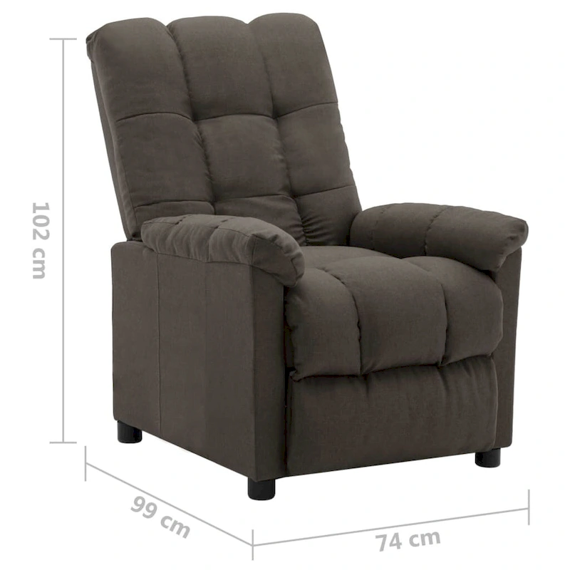 vidaXL Recliner Taupe Fabric - 29.1 x 38.9 x 40.1