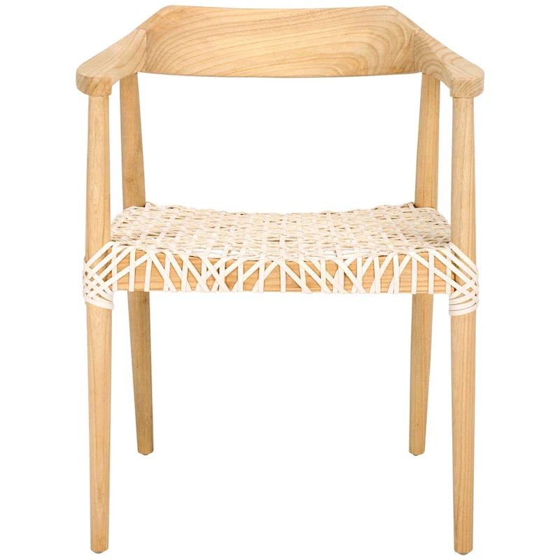 Munro Wanda Woven Leather & Solid Wood Accent Chair (Fully Assembled) - 22 W x 20.5 L x 28.5 H - 22Wx21Dx29H