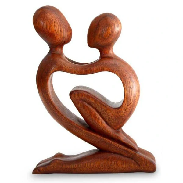NOVICA Handmade Wood 'True Love' Sculpture (Indonesia) - 8.25  H x 6  W x 1.2  D