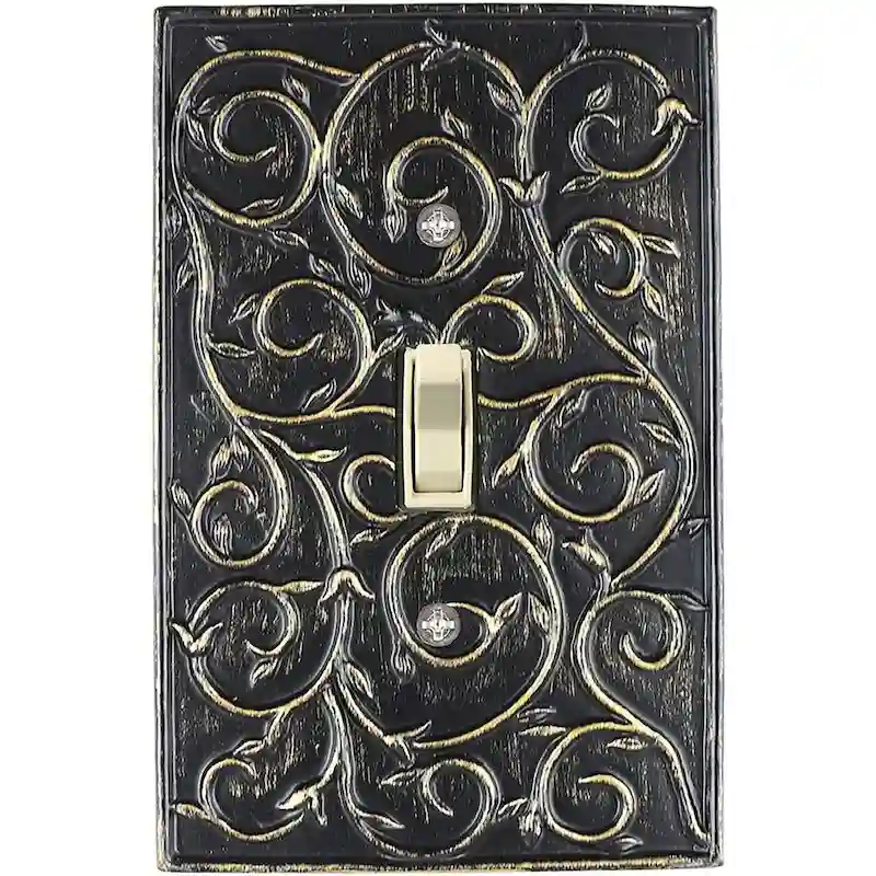 Meriville French Scroll 1 Toggle Wallplate, Single Switch Electrical Cover Plate