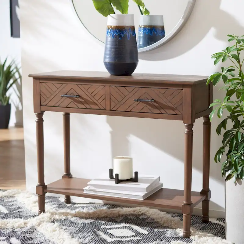 SAFAVIEH Eryka 2-Drawer Console Table - 35.5 W x 13 L x 29.5 H - 36Wx13Dx30H