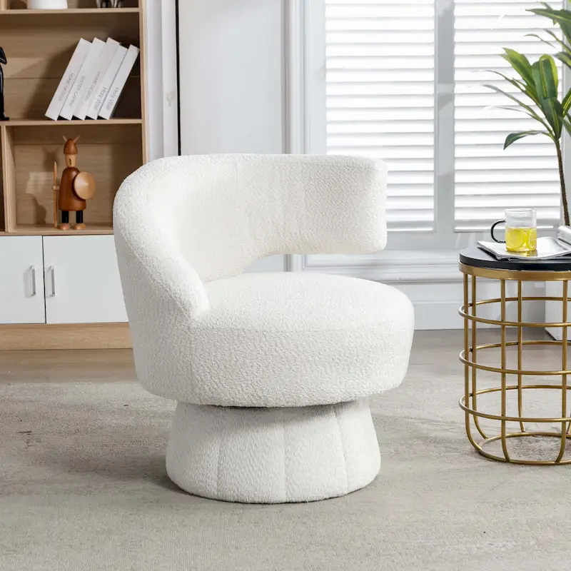 360 Degree Swivel Cuddle Barrel Accent Chairs with Wide Upholstered
