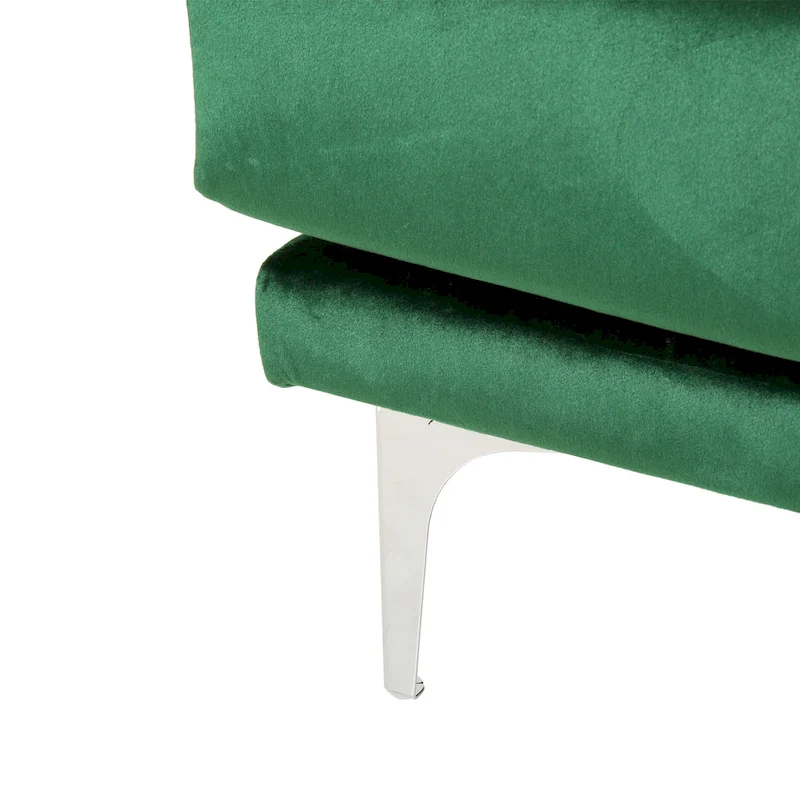 Emerald 111 Modern Velvet 4-Seat Sofa with Metal Legs and Solid Frame