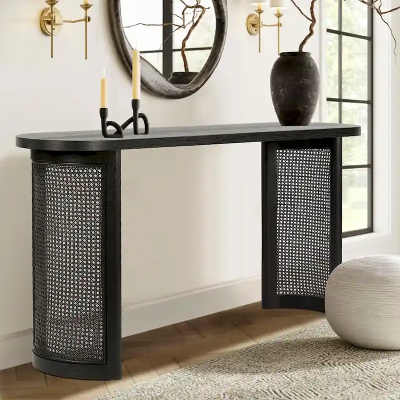 60  Solid Rattan Console Table