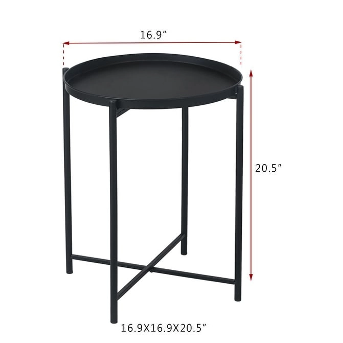 Adeco Gold End Table Metal Waterproof Snack Beside Table Accent Coffee Table - 16.9(D)x 16.9(W)x 20.5(H)