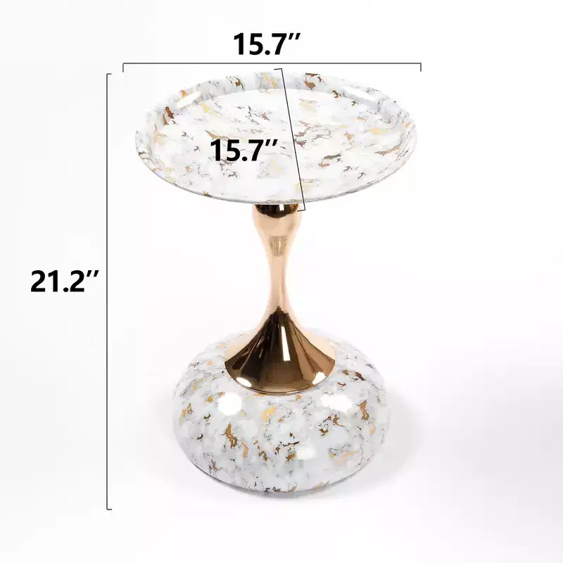 21.2 H Elegance Mermaid Tail Metal Pedestal End Table