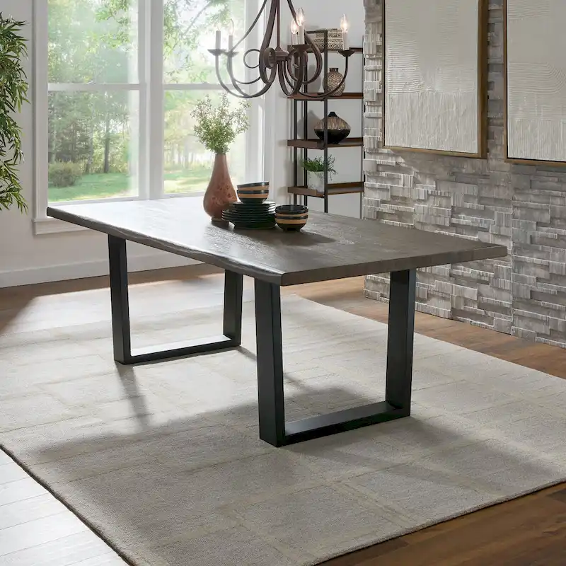 Ditmars Dark Brown Finish 84  Live Edge Dining Table by iNSPIRE Q Modern