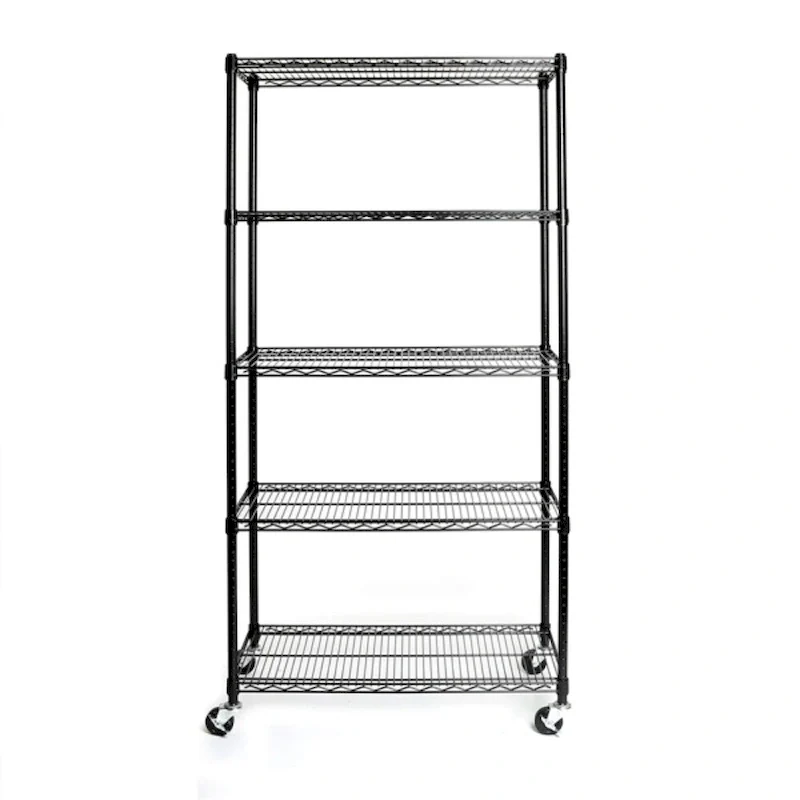 5-Tier NSF-Certified Steel Wire Shelving with Wheels Black - (35.43 x 17.72 x 70.87)