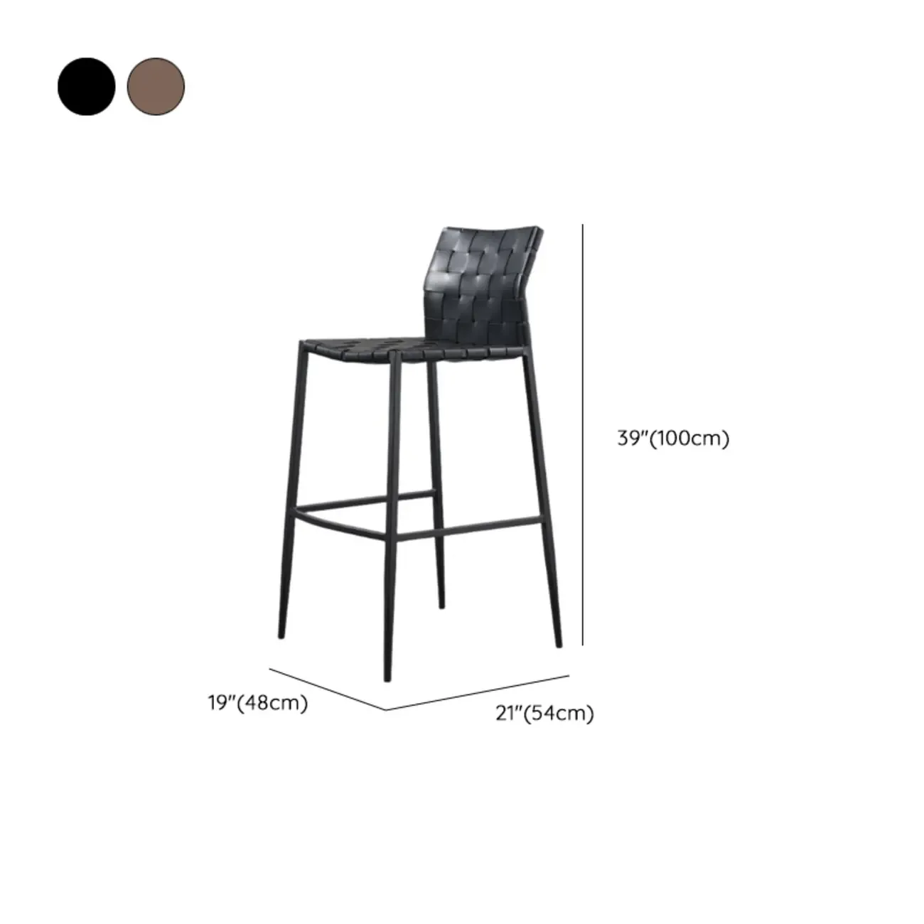 Modern Leather Seat Woven Textured Bar Stools with Back