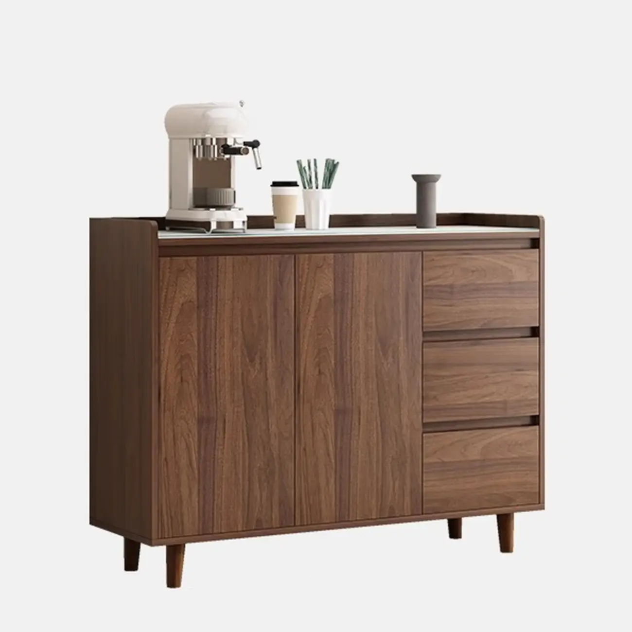 Modern Wood Sideboard with Glass Countertop