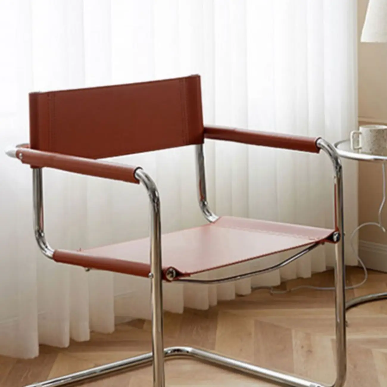 Modern Stainless Steel Open Back Arm Dining Chair