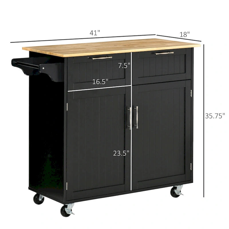 Modern Rolling Kitchen Island on Wheels