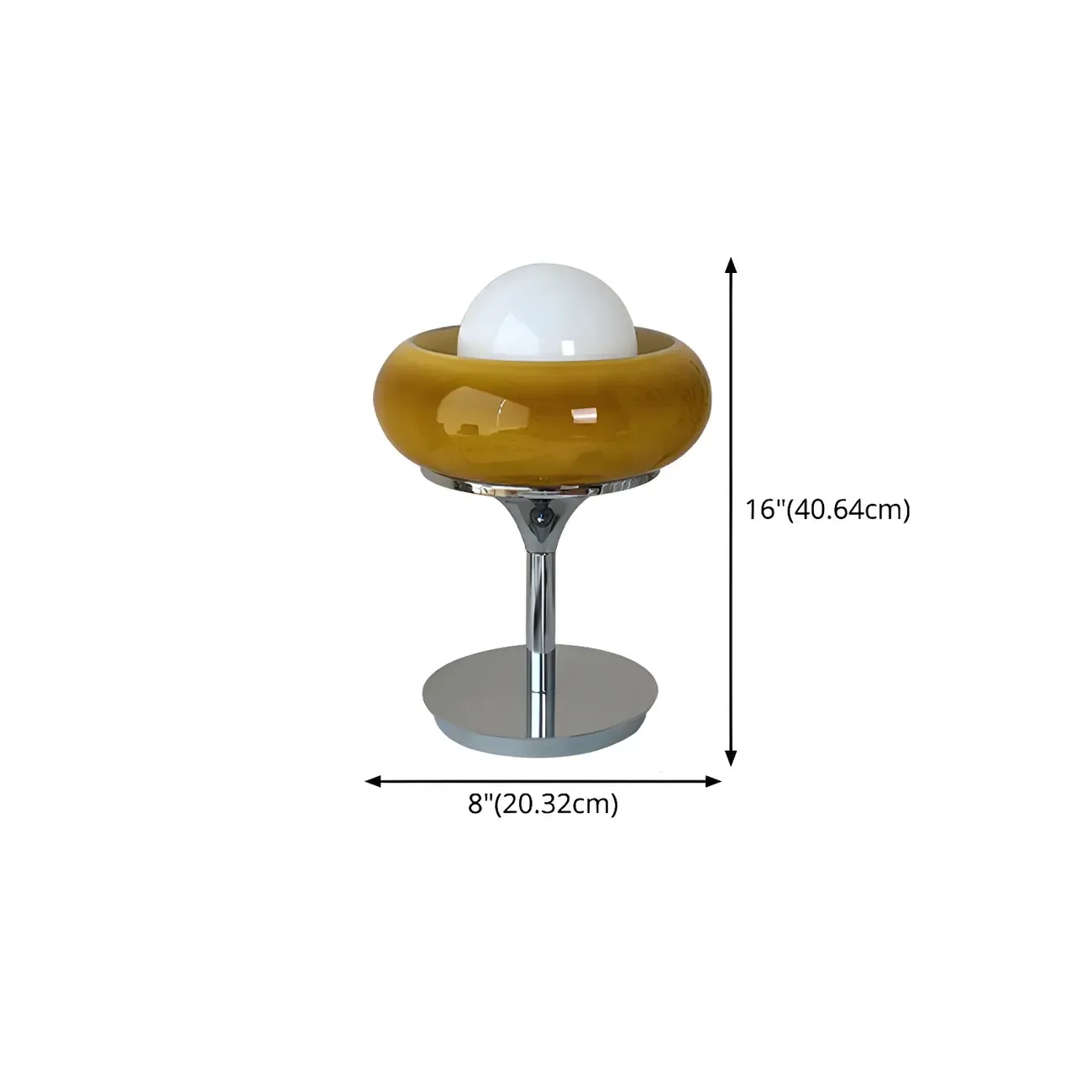 Yellow Egg Tart Globe Glass Silver Table Lamp
