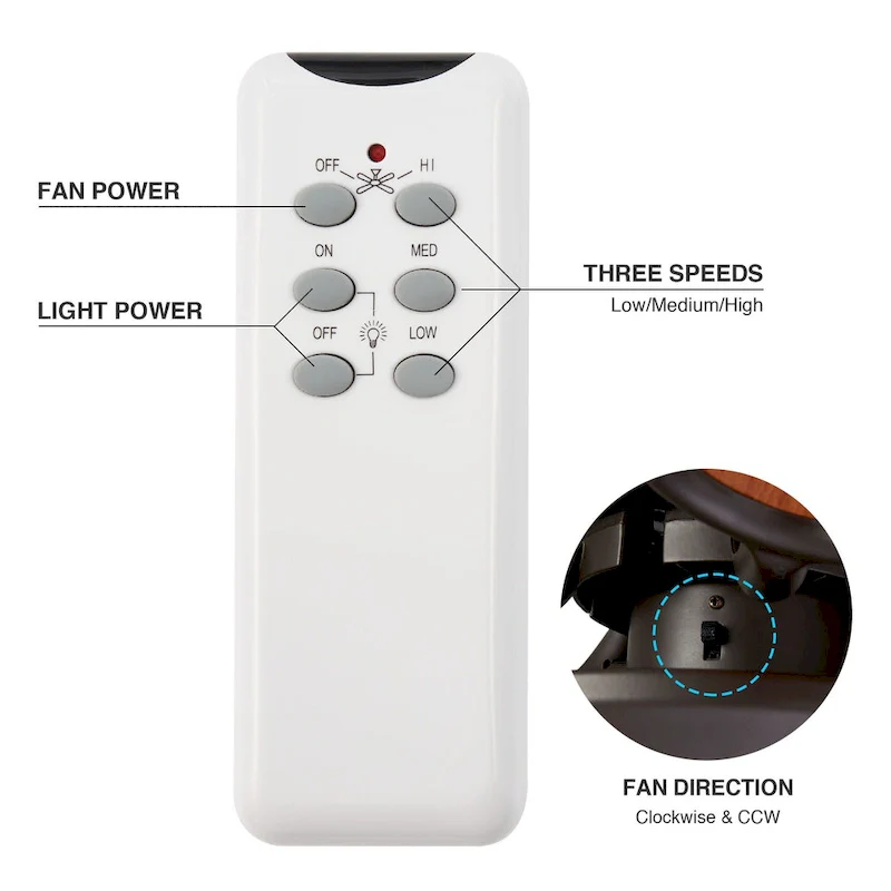 CO-Z 52  5-Blade Reversible Ceiling Fan with LED Light and Remote