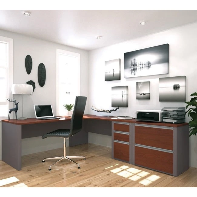 Bestar Connexion L-shaped Workstation with Lateral File