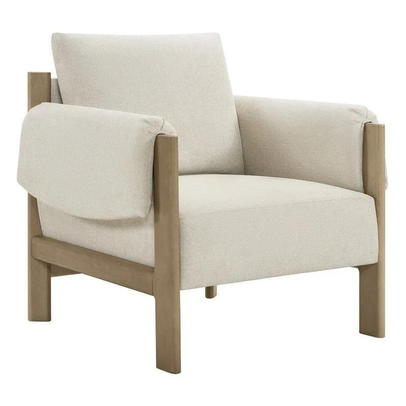 Carol Mid Century Modern Upholstered Accent Arm Chair with Wood Legs