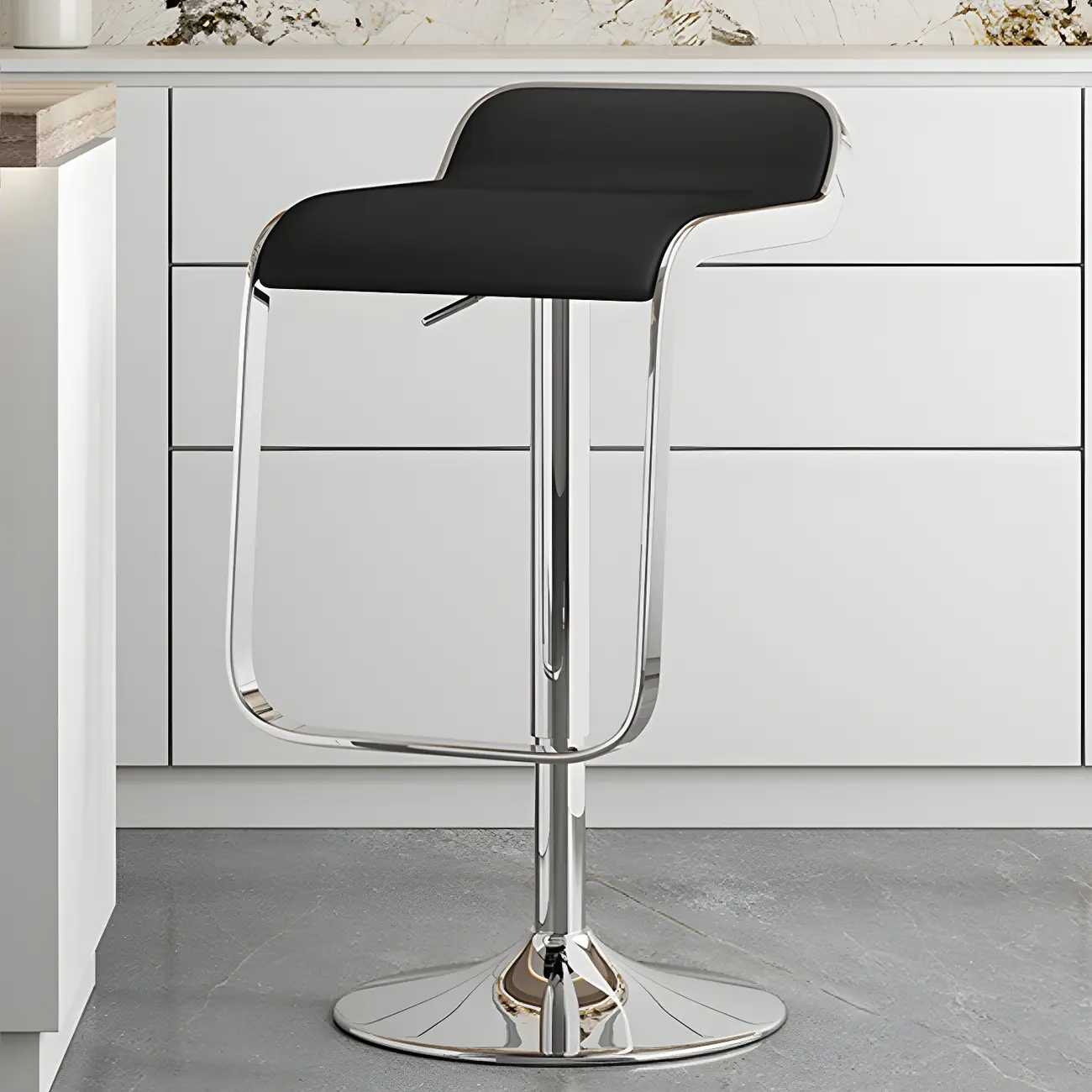 Leather Low Back Metal Adjustable Swivel Bar Stools