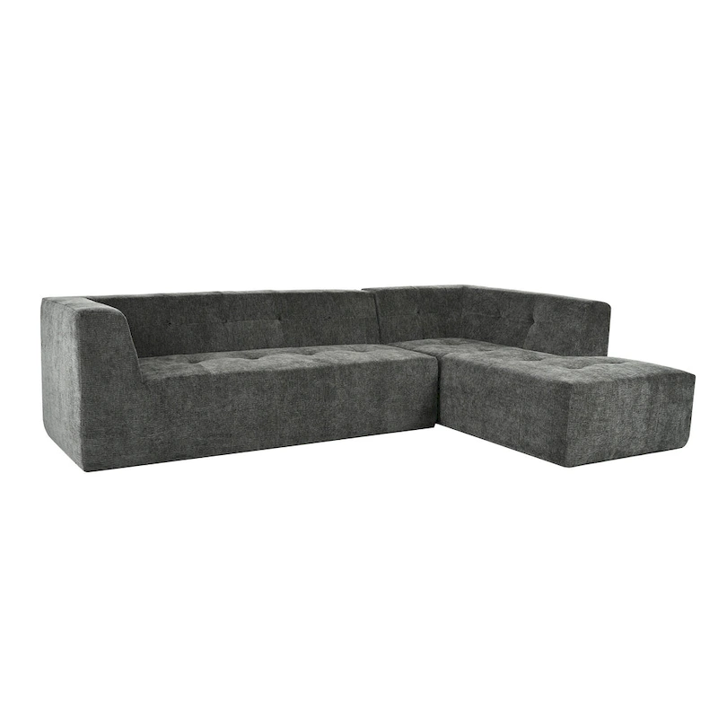 112.2 Chenille Modular L-Shaped Sofa Bed with Free Combination Design and No-Assembly Required