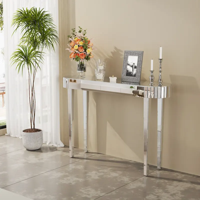 Mirrored Console Table, Silver Entryway Table - 47.2x12.6x31.5 inch