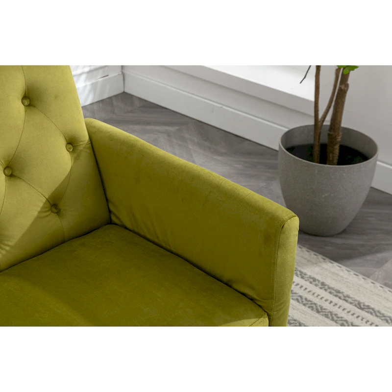 Olive Green 32.28 Tufted Accent Chair with Ottoman