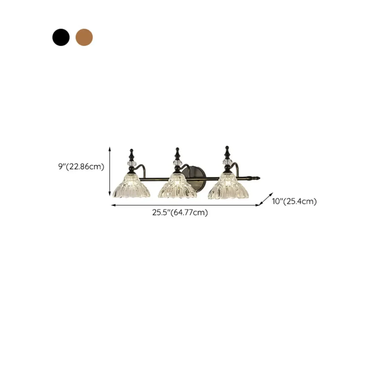 Modern Flower Glass Bathroom Vanity Light in Black/Brass