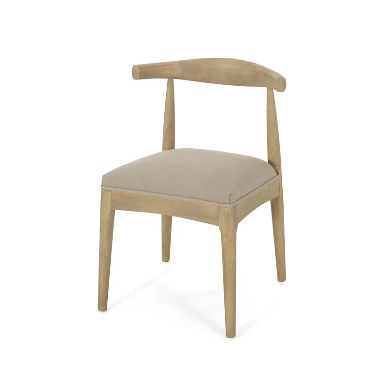 Fabric and Rubberwood Dining Chairs (Set of 2)