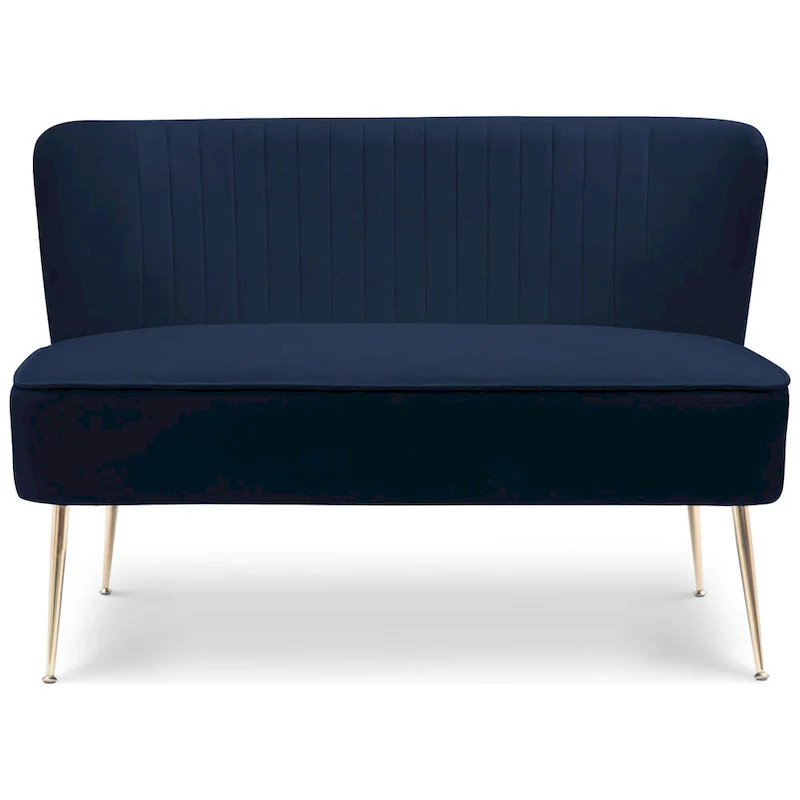 Upholstered Velvet Polyester 46 Wide Loveseat - Armless/ Scalloped Back