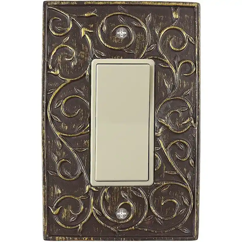 Meriville French Scroll 1 Rocker Wallplate, Single Switch Electrical Cover Plate