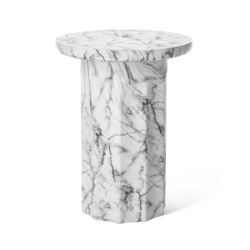 Glitzhome 20.75 H Modern MGO Faux Marble Side Table