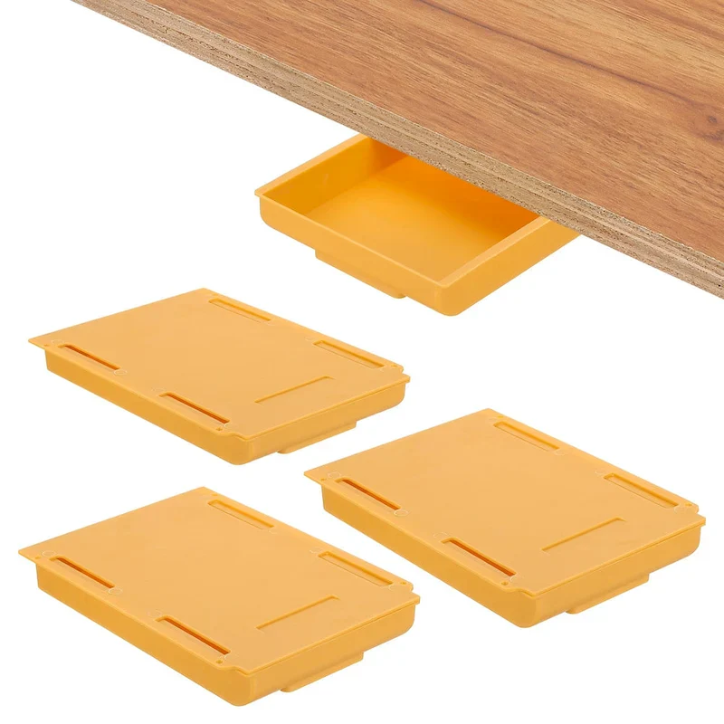 4 Pcs Self-Adhesive Under Desk Drawer for Standing Desk Office - 8.66 x 6.1 x 1.38 inches