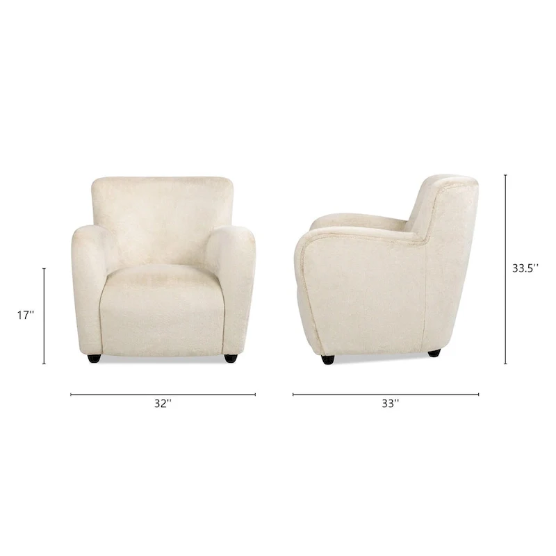 32 Transitional Faux Fur Upholstered Curved Arm Accent Chair