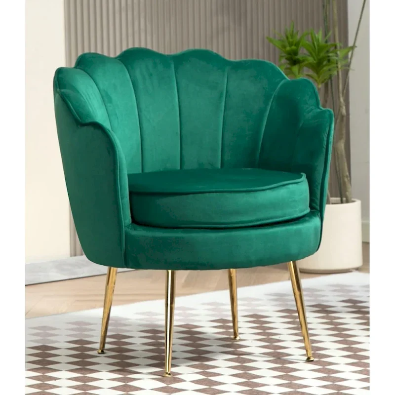 Cavett 28.3 Wide Velvet Barrel Chair with Gold Metal Legs