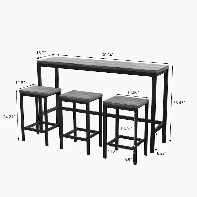 Pub Table Set with 3 Stools