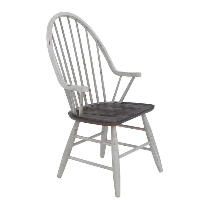 Farmhouse Two Tone White Wood Tone 7 Piece Trestle Table Set