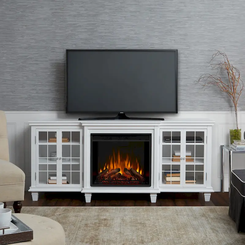 Marlowe 70 TV Stand Electric Fireplace White by Real Flame