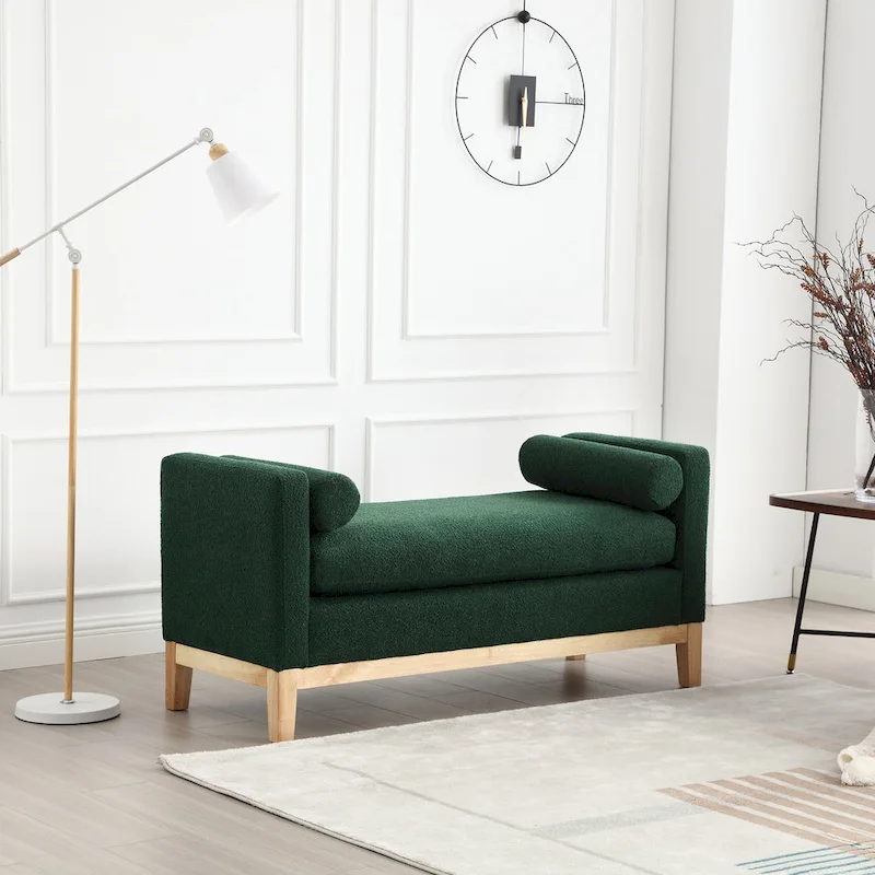 Elegant Upholstered Bench,with Wood Legs