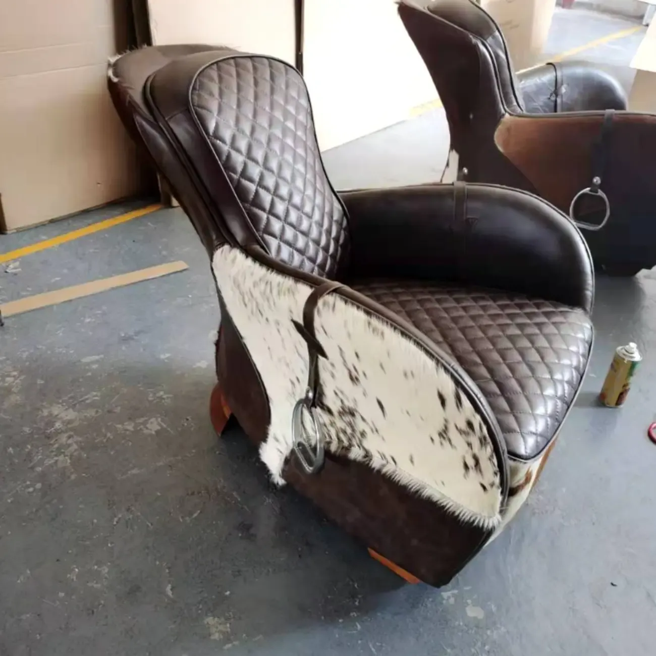 Small Accent Chair Genuine Leather Living Room